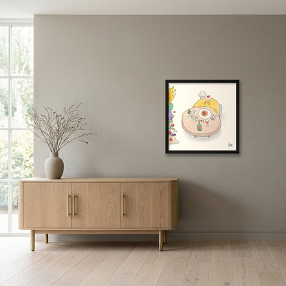 Kiss The Cook — 40×40cm, 16×16" Black Frame
