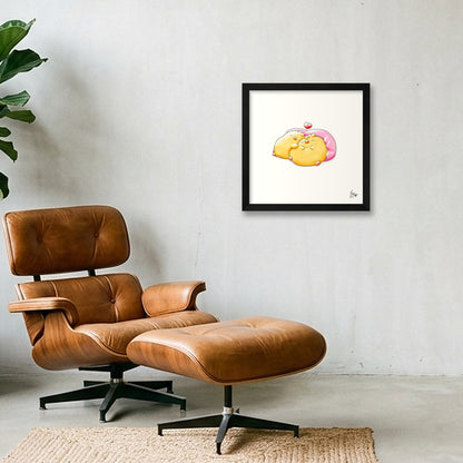 After Breakfast Nap — 30×30cm, 12×12" Black Frame