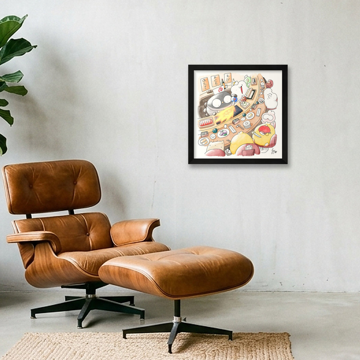 Nigiri no Pokube — 30×30cm, 12×12" Black Frame