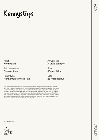 A Little Wander — Certificate of Authenticity