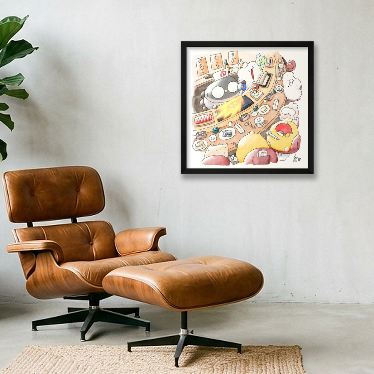 Nigiri no Pokube — 40×40cm, 16×16" Black Frame