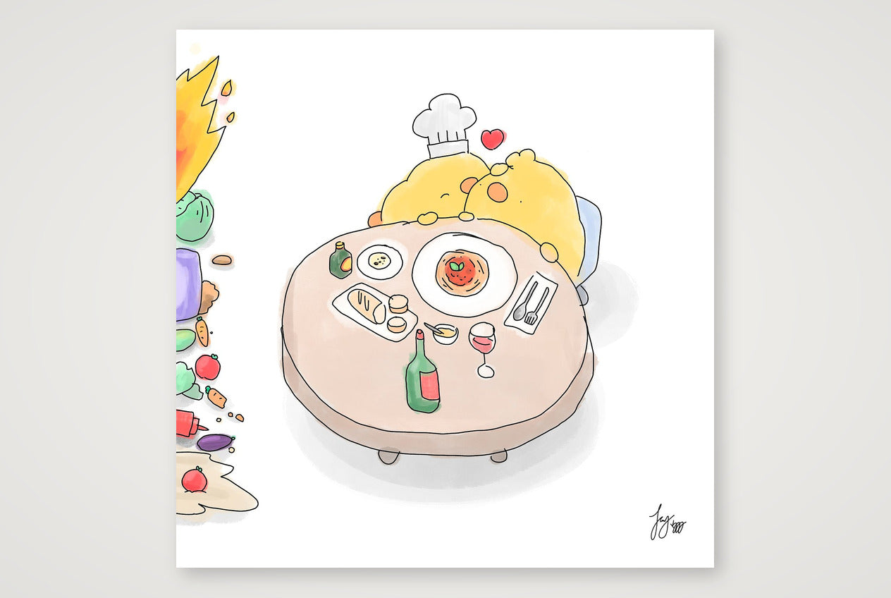 Kiss The Cook — 30×30cm, 12×12" Print only