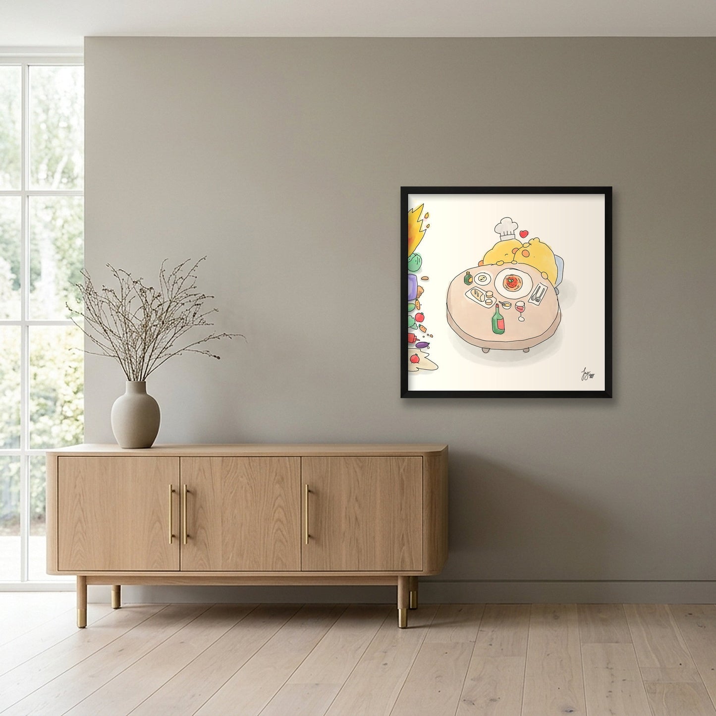 Kiss The Cook — 50×50cm, 20×20" Black Frame