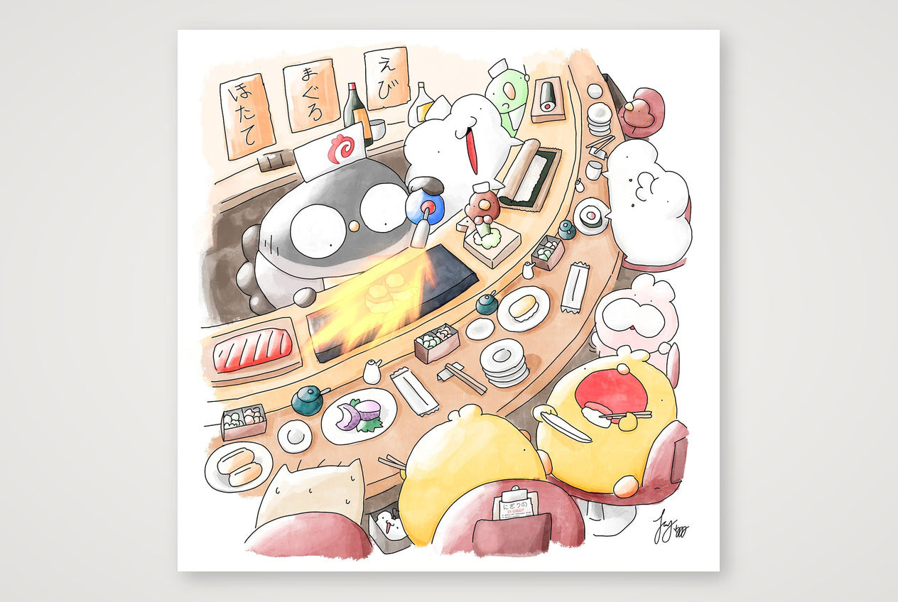 Nigiri no Pokube — 40×40cm, 16×16" Print only